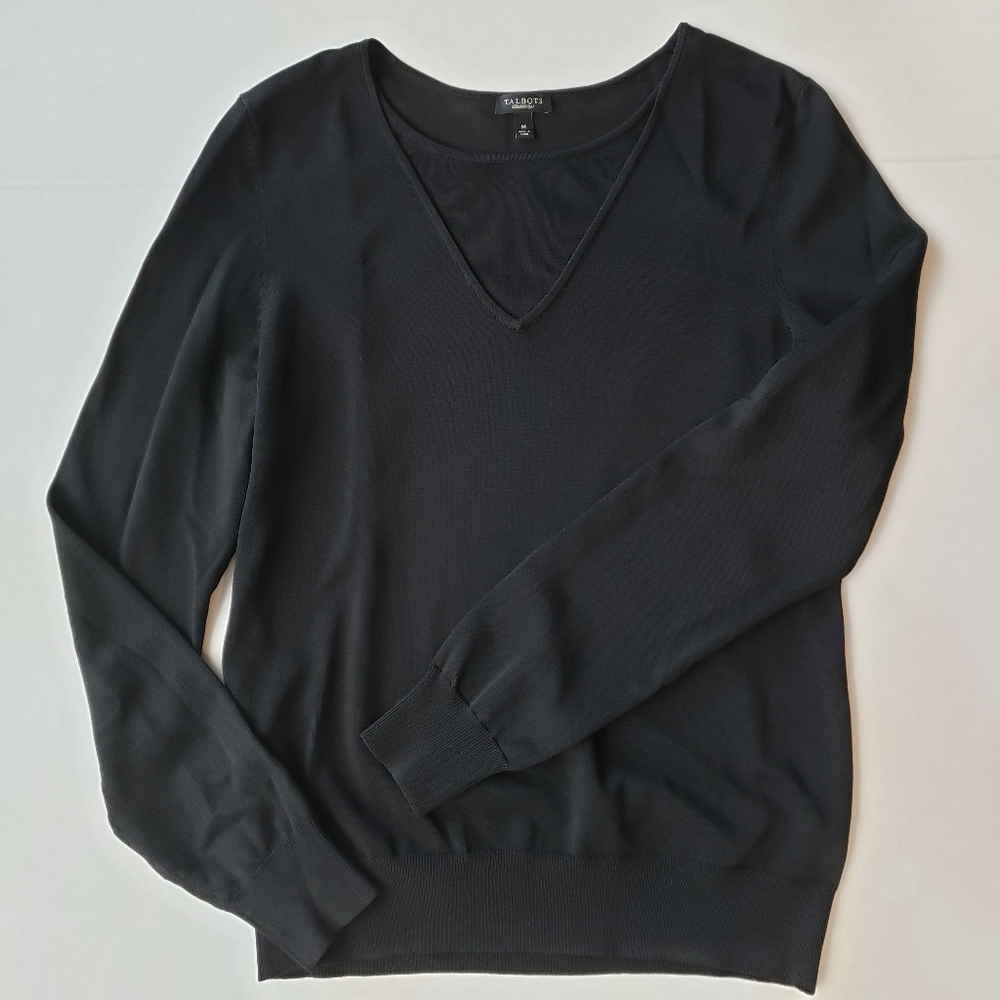 Talbots women sweater medium size black long sleeve